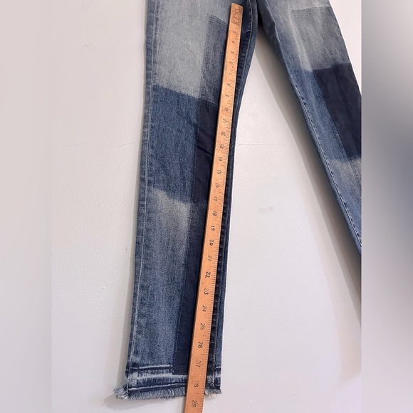 J Brand Reunion Mid Rise Raw Hem Skinny Jean Patchwork Size 29 - Picture 8 of 13